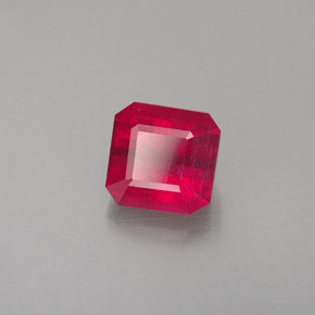 1.56캐럿 천연 핑크 레드 루비, 에메랄드 컷, 6×5.9 mm, SI