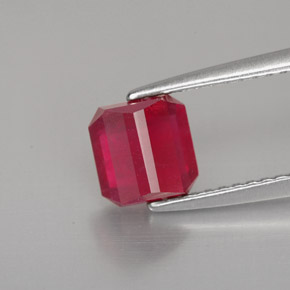 1.56캐럿 천연 핑크 레드 루비, 에메랄드 컷, 6×5.9 mm, SI