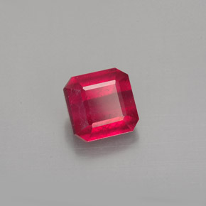 1.63캐럿 천연 핑크 레드 루비, 에메랄드 컷, 6.1×6 mm, SI