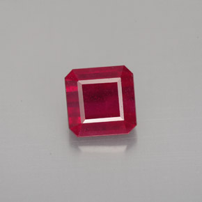 1.72캐럿 천연 핑크 레드 루비, 에메랄드 컷, 6.1×6.1 mm, SI