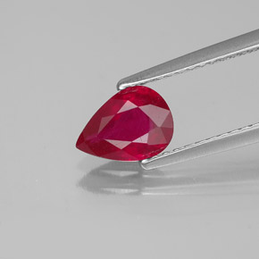 1.07캐럿 천연 핑크 레드 루비, 배 모양, 7.8×5.7 mm, SI
