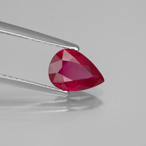 1.07캐럿 천연 핑크 레드 루비, 배 모양, 7.8×5.7 mm, SI
