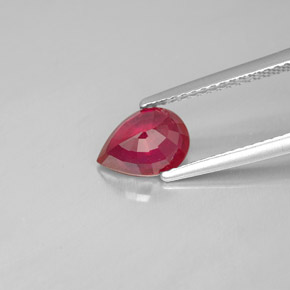 1.44캐럿 천연 핑크 레드 루비, 배 모양, 8.1×5.9 mm, SI