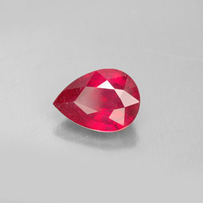 1.67캐럿 천연 핑크 레드 루비, 배 모양, 8.3×6 mm, SI