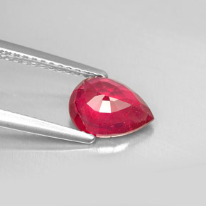 1.67캐럿 천연 핑크 레드 루비, 배 모양, 8.3×6 mm, SI