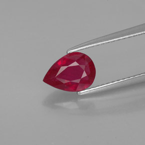1.37캐럿 천연 핑크 레드 루비, 배 모양, 8.2×6 mm, SI