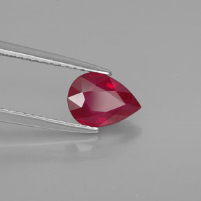 1.37캐럿 천연 핑크 레드 루비, 배 모양, 8.2×6 mm, SI