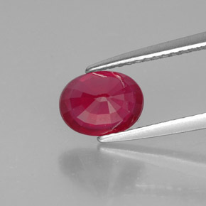 1.70캐럿 천연 핑크 레드 루비, 타원형 컷, 7.8×6.1 mm, SI