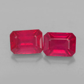 캐럿 천연 핑크 레드 루비 보석, 에메랄드 컷, 6.9×5.1 mm, VS-SI