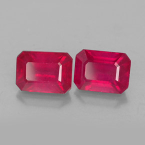 캐럿 천연 핑크 레드 루비 보석, 에메랄드 컷, 6.9×5.1 mm, VS-SI