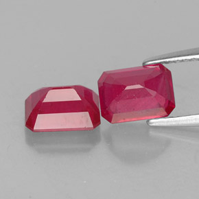 캐럿 천연 핑크 레드 루비 보석, 에메랄드 컷, 6.9×5.1 mm, VS-SI