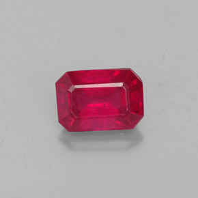 1.30캐럿 천연 핑크 레드 루비, 에메랄드 컷, 6.8×4.8 mm, VS-SI