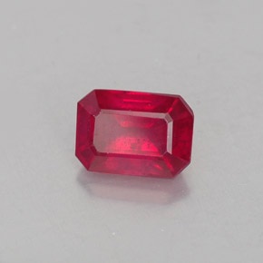 1.30캐럿 천연 핑크 레드 루비, 에메랄드 컷, 6.8×4.8 mm, VS-SI