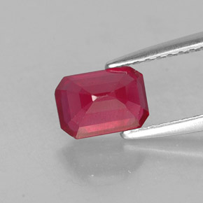 1.30캐럿 천연 핑크 레드 루비, 에메랄드 컷, 6.8×4.8 mm, VS-SI