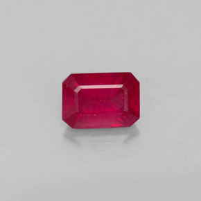 1.37캐럿 천연 핑크 레드 루비, 에메랄드 컷, 7.1×5 mm, VS-SI