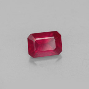 1.37캐럿 천연 핑크 레드 루비, 에메랄드 컷, 7.1×5 mm, VS-SI
