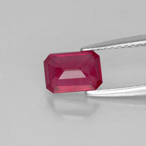1.37캐럿 천연 핑크 레드 루비, 에메랄드 컷, 7.1×5 mm, VS-SI