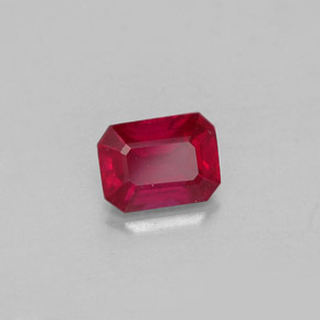 1.24캐럿 천연 핑크 레드 루비, 에메랄드 컷, 6.8×5.1 mm, SI
