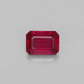 1.40캐럿 천연 핑크 레드 루비, 에메랄드 컷, 7.1×5.2 mm, SI
