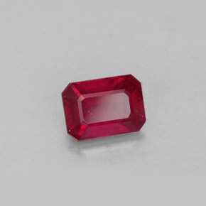 1.40캐럿 천연 핑크 레드 루비, 에메랄드 컷, 7.1×5.2 mm, SI