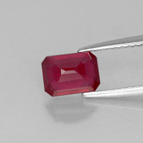 1.40캐럿 천연 핑크 레드 루비, 에메랄드 컷, 7.1×5.2 mm, SI