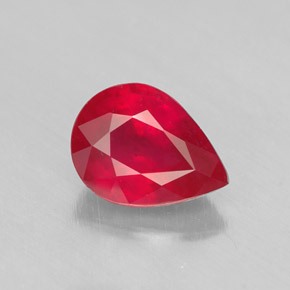 1.36캐럿 천연 핑크 레드 루비, 배 모양, 7.9×5.8 mm, SI