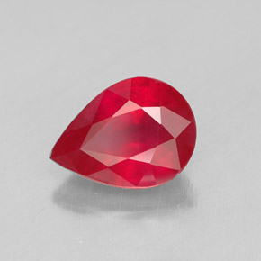 1.36캐럿 천연 핑크 레드 루비, 배 모양, 7.9×5.8 mm, SI