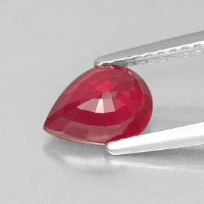 1.36캐럿 천연 핑크 레드 루비, 배 모양, 7.9×5.8 mm, SI