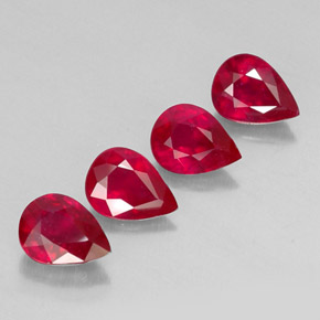 캐럿 천연 핑크 레드 루비 보석, 배 모양, 8.1×6 mm, SI