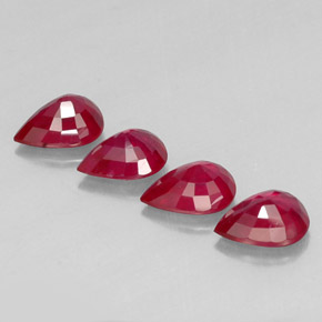 캐럿 천연 핑크 레드 루비 보석, 배 모양, 8.1×6 mm, SI