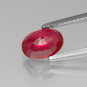 1.62캐럿 천연 핑크 레드 루비, 타원형 컷, 7.9×5.8 mm, SI