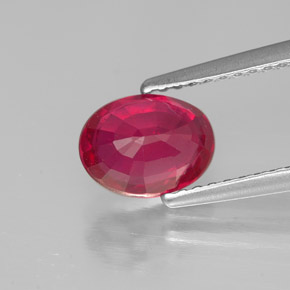 1.62캐럿 천연 핑크 레드 루비, 타원형 컷, 7.8×5.8 mm, SI