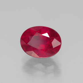 1.86캐럿 천연 핑크 레드 루비, 타원형 컷, 7.9×6.1 mm, SI