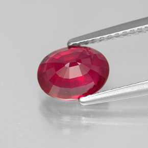 1.86캐럿 천연 핑크 레드 루비, 타원형 컷, 7.9×6.1 mm, SI