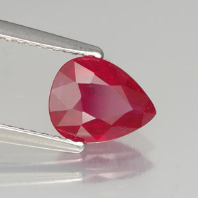 1.44캐럿 천연 핑크 레드 루비, 배 모양, 8.1×6 mm, SI