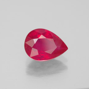 1.54캐럿 천연 핑크 레드 루비, 배 모양, 8.2×6 mm, SI