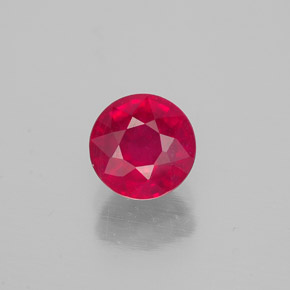 1.26캐럿 천연 핑크 레드 루비, 라운드 컷, 6.02 mm, SI