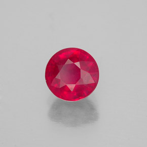 1.26캐럿 천연 핑크 레드 루비, 라운드 컷, 6.02 mm, SI