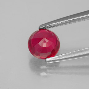 1.26캐럿 천연 핑크 레드 루비, 라운드 컷, 6.02 mm, SI