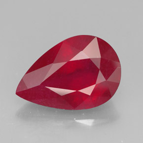 3.68캐럿 천연 핑크 레드 루비, 배 모양, 11.9×8.1 mm, SI