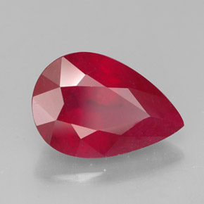 3.68캐럿 천연 핑크 레드 루비, 배 모양, 11.9×8.1 mm, SI