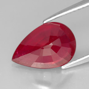 3.68캐럿 천연 핑크 레드 루비, 배 모양, 11.9×8.1 mm, SI
