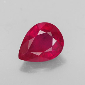 2.06캐럿 천연 핑크 레드 루비, 배 모양, 8.9×6.9 mm, SI