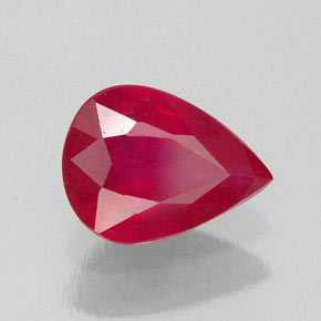 1.94캐럿 천연 핑크 레드 루비, 배 모양, 9.2×6.9 mm, SI