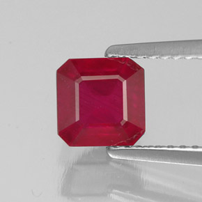 1.64캐럿 천연 핑크 레드 루비, 에메랄드 컷, 6×6 mm, SI