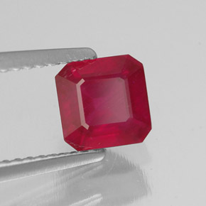 1.64캐럿 천연 핑크 레드 루비, 에메랄드 컷, 6×6 mm, SI