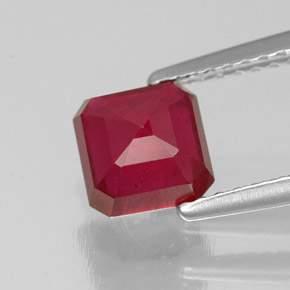 1.64캐럿 천연 핑크 레드 루비, 에메랄드 컷, 6×6 mm, SI