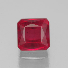 2.08캐럿 천연 핑크 레드 루비, 에메랄드 컷, 6.3×6.3 mm, SI