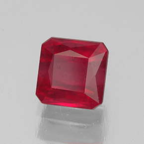 2.08캐럿 천연 핑크 레드 루비, 에메랄드 컷, 6.3×6.3 mm, SI