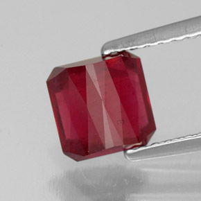 2.08캐럿 천연 핑크 레드 루비, 에메랄드 컷, 6.3×6.3 mm, SI